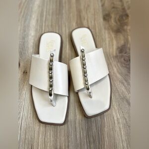 Franco Sarto Megs Sandal Women's Size 7.5 M Cream Leather Upper EUC